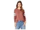 Pink Rose Long Sleeve Pullover W/ High-low Hem (rust Combo) Women's Clothing