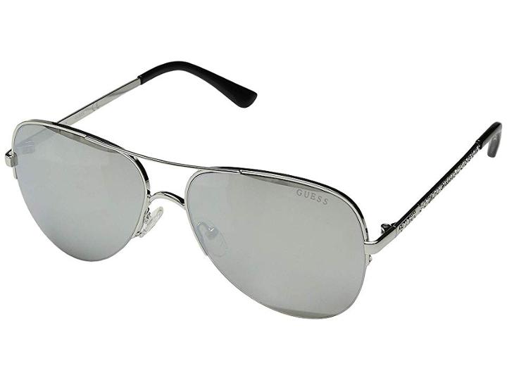 Guess Gf6079 (shiny Light Nickeltin/smoke Mirror) Fashion Sunglasses