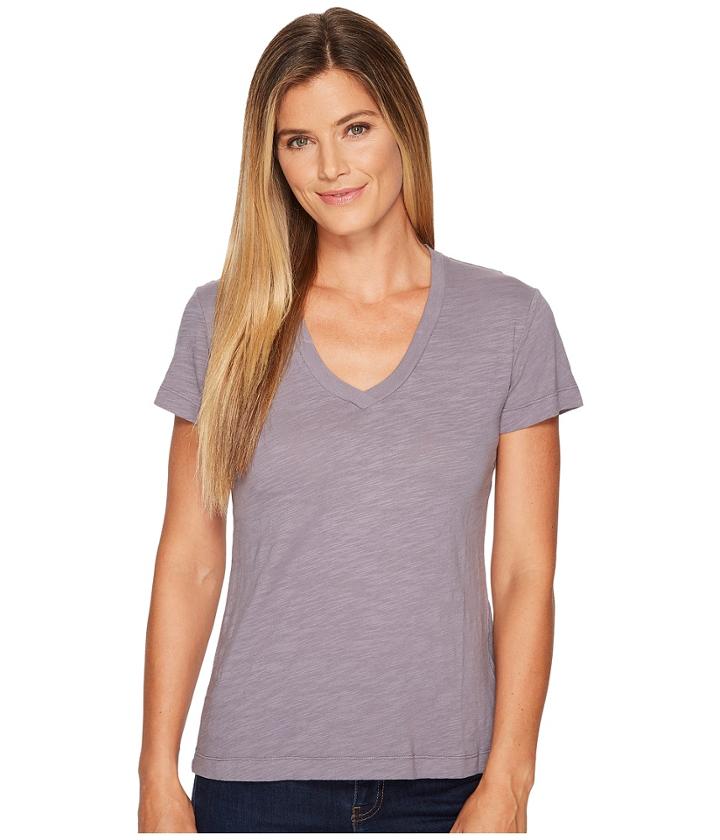 Mod-o-doc Slub Jersey Short Sleeve V-neck Tee (steel) Women's Short Sleeve Pullover