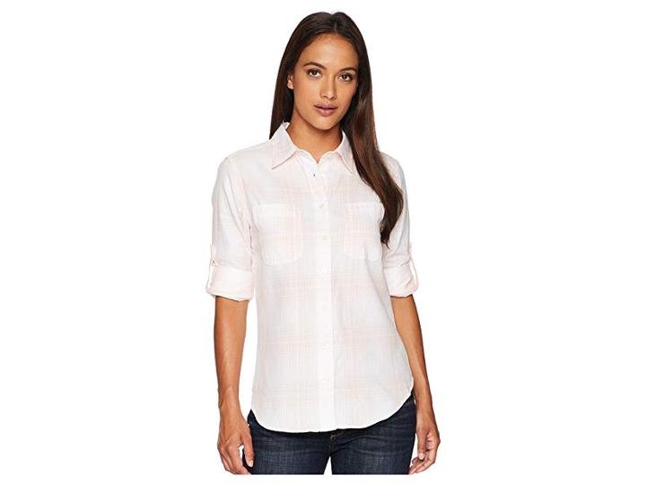 Lauren Ralph Lauren Petite Plaid Rolled-cuff Cotton Shirt (pink Multi) Women's Clothing