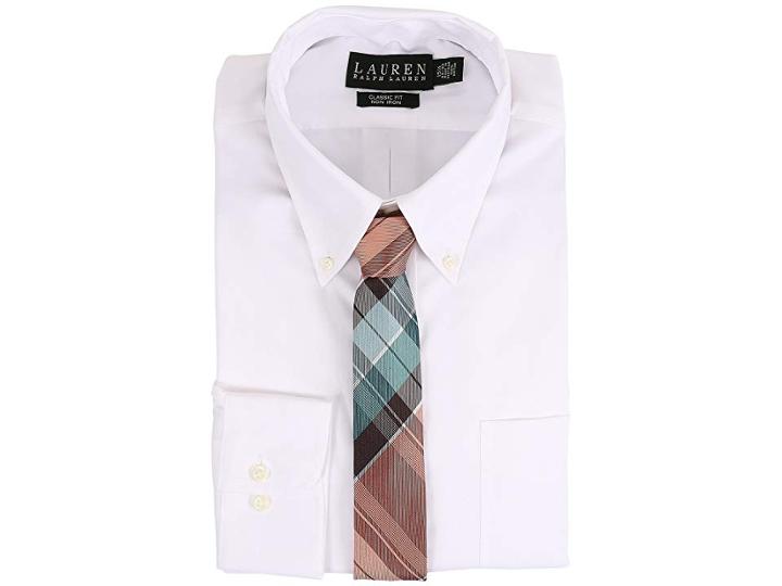 Lauren Ralph Lauren Pinpoint Classic Button Down Shirt (white) Men's Long Sleeve Button Up