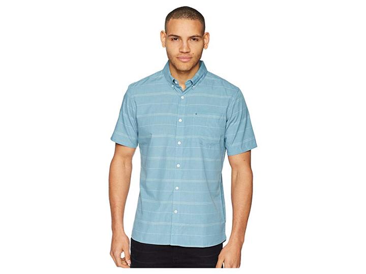 Hurley Dri-fit Rhythm Short Sleeve Woven (noise Aqua) Men's Clothing