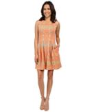Christin Michaels Elyse Sleeveless Pleated Dress (coral) Women's Dress