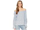 Karen Kane Bell Sleeve Embroidered Peasant Top (stripe) Women's Clothing
