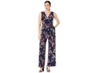 Tahari By Asl Printed Stretch Jersey Floral Jumpsuit (mixed Bouquet Navy) Women's Jumpsuit & Rompers One Piece