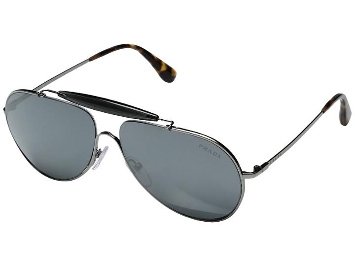 Prada 0pr 56ss (gunmetal/grey Silver Mirror) Fashion Sunglasses