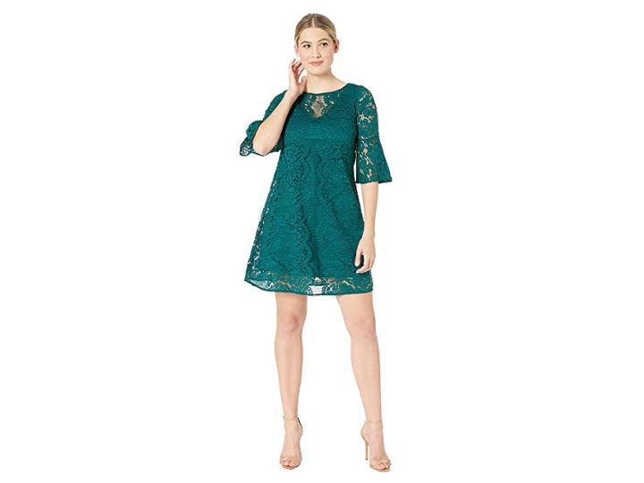 Gabby Skye Scallop Lace Pattern Dress (emerald/emerald) Women's Dress