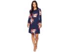Joules Juliana Fit And Flare Ponte Dress (french Navy Bircham Bloom) Women's Dress