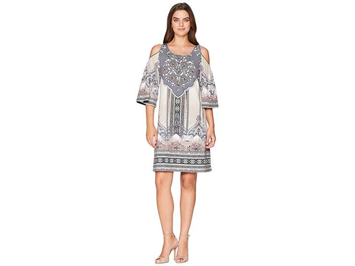 Hale Bob Night Blooms Matt Micro Fiber Jersey Dress (beige) Women's Dress