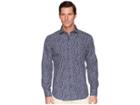 Bugatchi Shaped Fit Long Sleeve Woven Shirt (navy) Men's Clothing