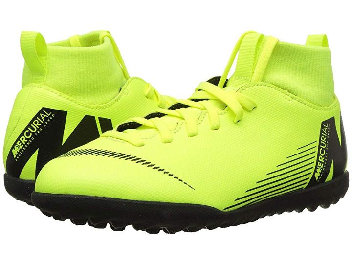 Nike Kids Superflyx 6 Club Tf (toddler/little Kid/big Kid) (volt/black) Kids Shoes