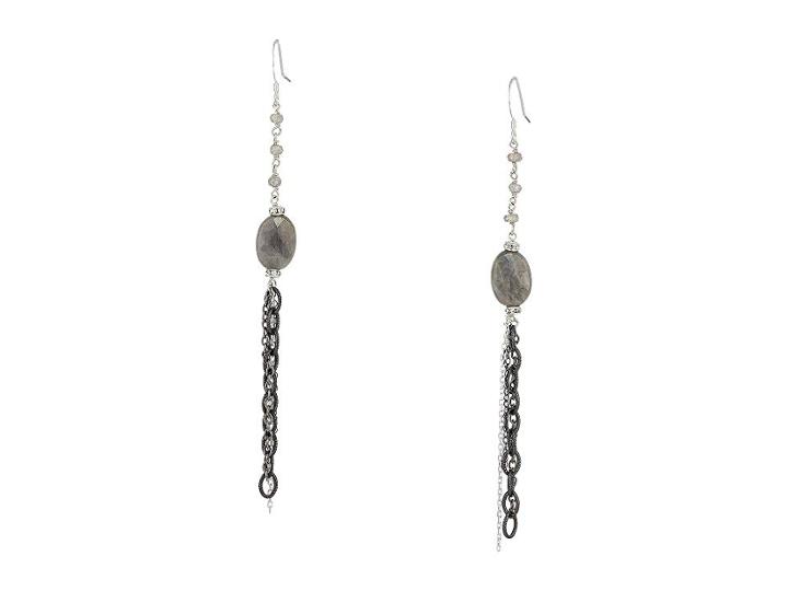 Dee Berkley Gemstone Labradorite Dangle Earrings (silver) Earring