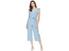 Two By Vince Camuto Ruffle Sleeve Embroidered Tie Waist Jumpsuit (ice Lagoon) Women's Jumpsuit & Rompers One Piece