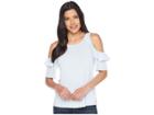 Cece Cold Shoulder Ruffled Knit Top (bluebird) Women's Clothing