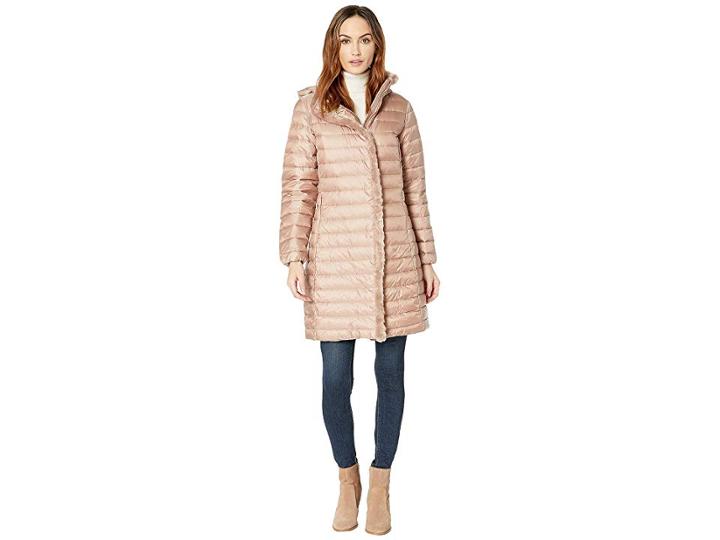 Cole Haan Iridescent Down With Faux Fur (blush) Women's Coat