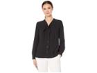 Anne Klein Long Sleeve V-neck Blouse With Bow (anne Black) Women's Blouse