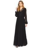 Juicy Couture Maxi Dress W/ Lace Insert (pitch Black) Women's Dress
