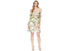 Adrianna Papell Short Floral Off The Shoulder Ruffle Sleeve Dress (ivory Multi) Women's Dress