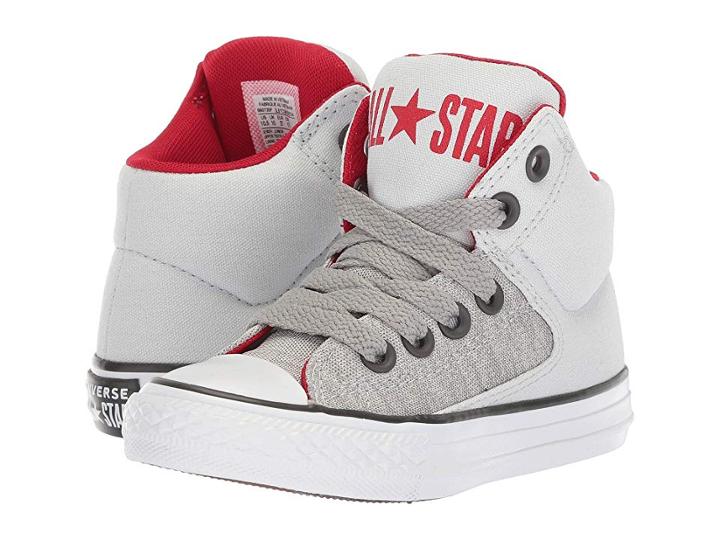 Converse Kids Chuck Taylor(r) All Star(r) High Street Heather Textile Fundamentals Hi (little Kid/big Kid) (pure Platinum/dolphin/white) Boys Shoes