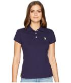U.s. Polo Assn. Solid Pique Polo Shirt (blue/green) Women's Clothing