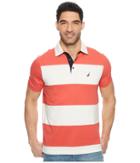 Nautica Short Sleeve Rugby Stripe Polo (sailor Red) Men's Clothing