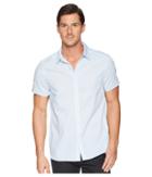Kenneth Cole New York Short Sleeve Triangles Print Shirt (dusty Blue) Men's Clothing