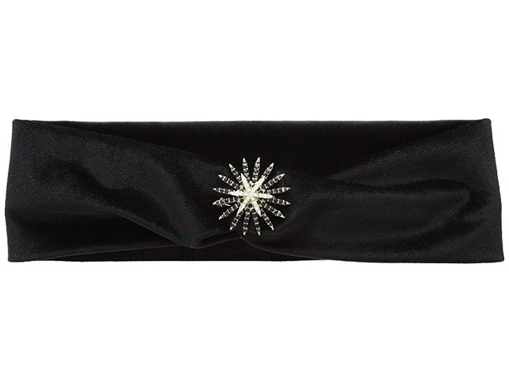 San Diego Hat Company Cth8154 Velvet Headband With Broach Decoration (black) Headband