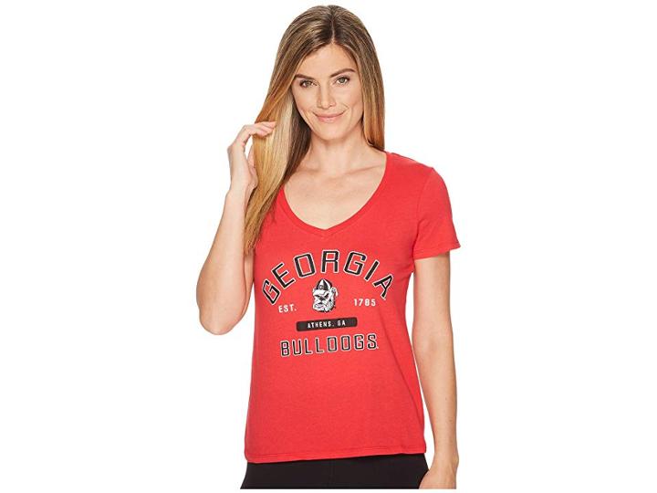 Champion College Georgia Bulldogs University V-neck Tee (scarlet) Women's T Shirt
