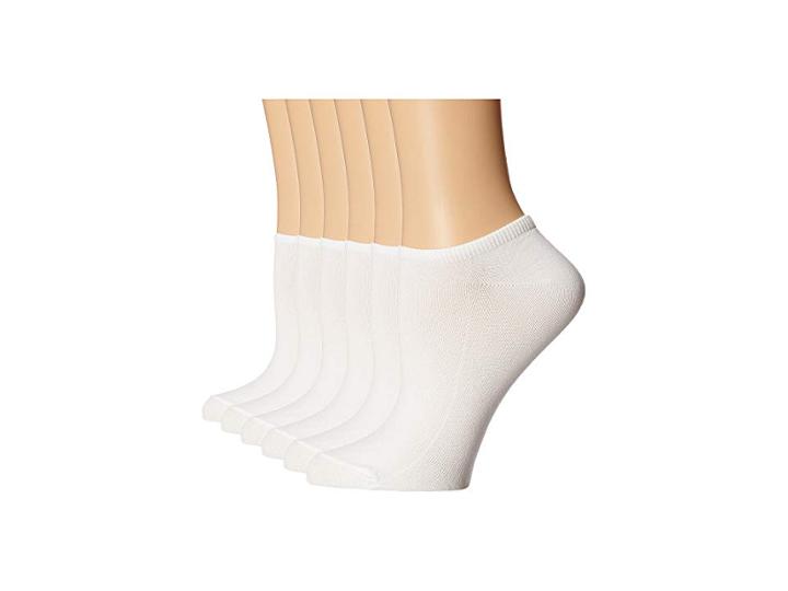 Hue Microfiber Liner 6 Pair Pack (white) Women's Low Cut Socks Shoes