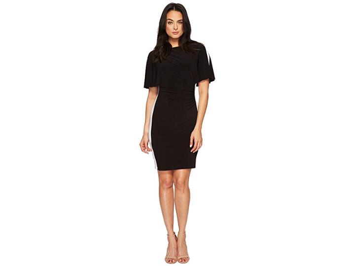 Lauren Ralph Lauren Poline Two-tone Matte Jersey Dress (black/lauren White) Women's Dress
