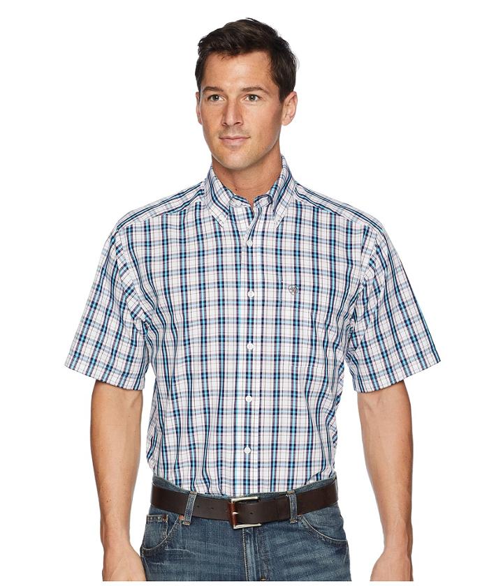 Ariat Canyon Trails Penley Plaid Shirt (white) Men's Short Sleeve Button Up