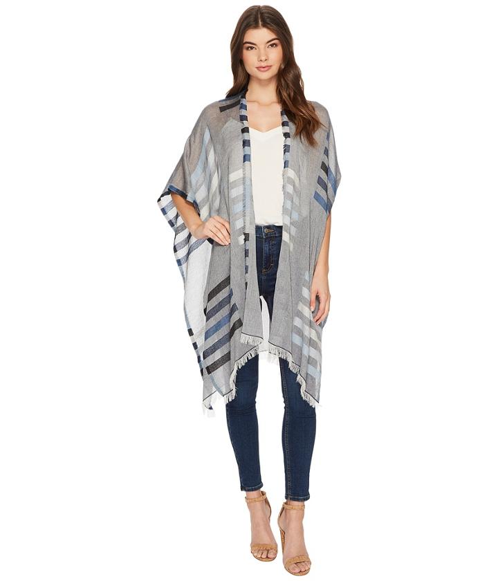 Echo Design Bay Stripe Yarn-dye Ruana Wrap (navy) Women's Clothing
