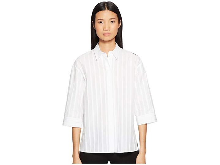 Escada Nabidha Short Sleeve Stripe Top (white) Women's Clothing