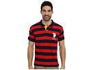 U.s. Polo Assn. - Slim Fit Striped Cotton Interlock Polo (engine Red/classic Navy)