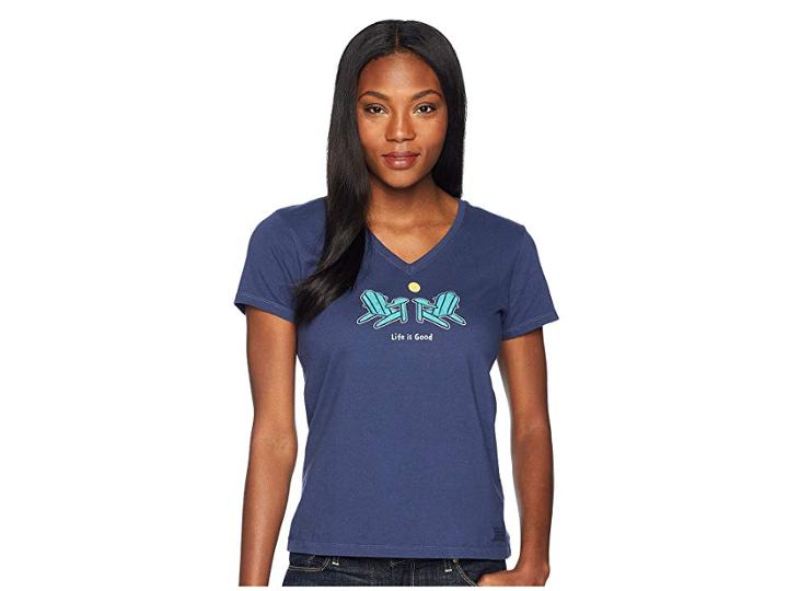 Life Is Good Classic Adirondacks Crusher Vee Tee (darkest Blue) Women's T Shirt