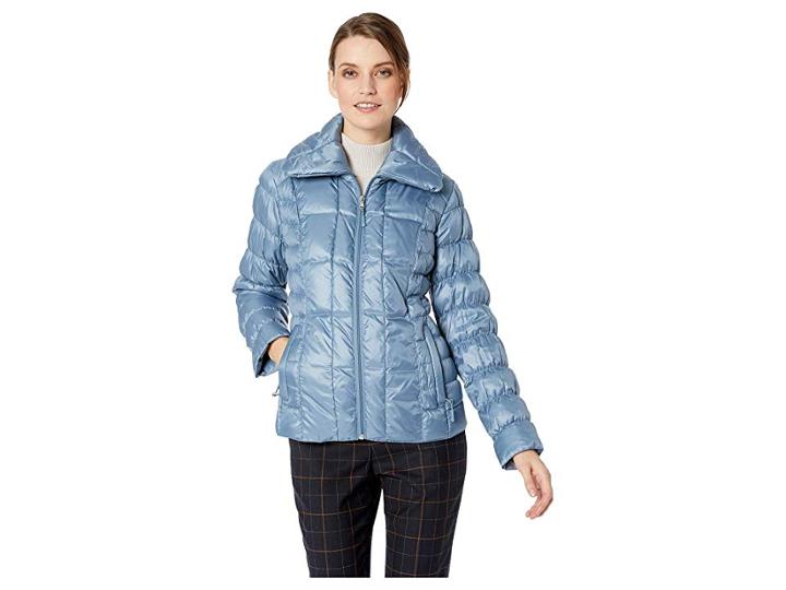 Kenneth Cole New York Packable Down W/ Side Ruching (dusty Shale) Women's Coat