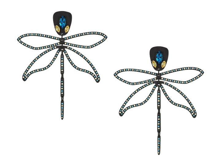 Tory Burch Embellished Dragonfly Earrings (cassia/black Oxidized) Earring