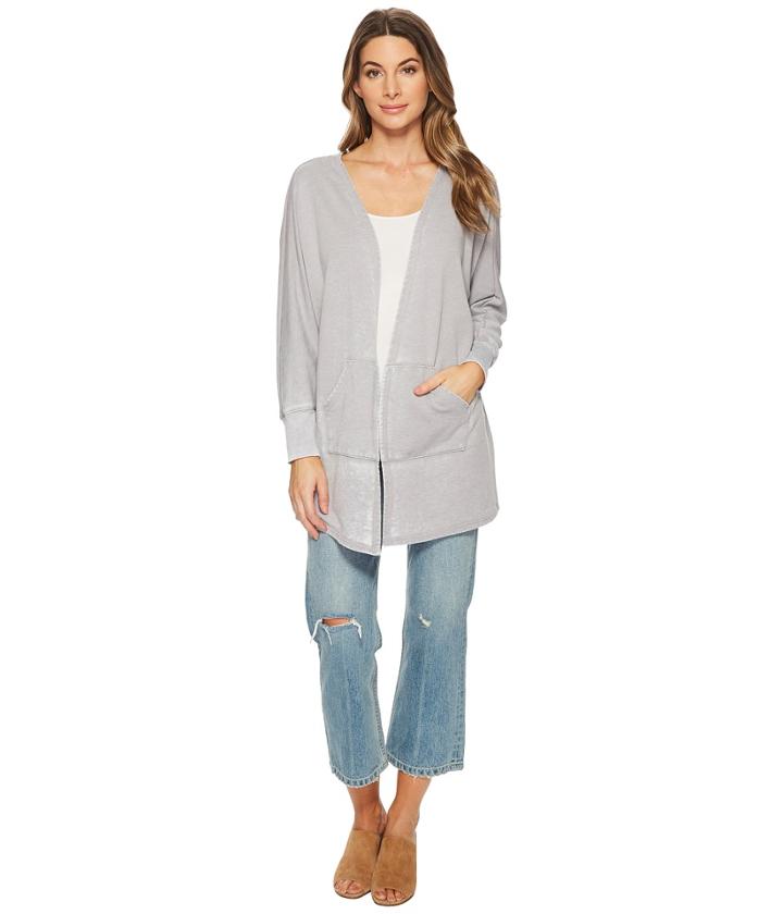 Allen Allen Open Cardigan (pale Grey) Women's Sweater