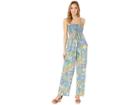 Angie Stretch Top Jumpsuit W/ Front Tie And Pockets (blue) Women's Jumpsuit & Rompers One Piece