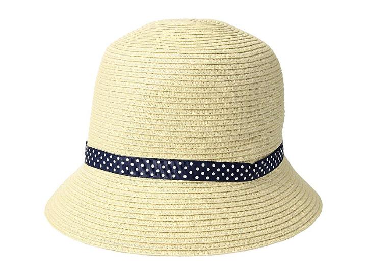 Lauren Ralph Lauren Packable Classic Cloche Hat (natural/navy Polkadot) Caps