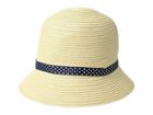 Lauren Ralph Lauren Packable Classic Cloche Hat (natural/navy Polkadot) Caps