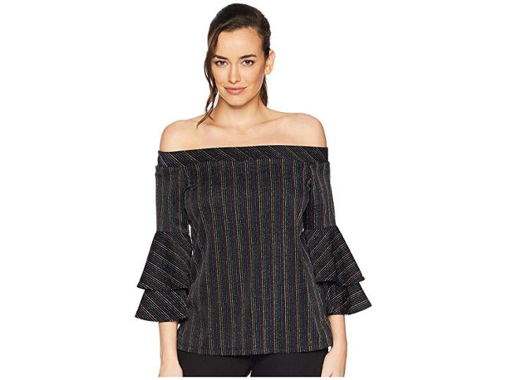 Eci Cold Shoulder Multi Top (black/multi) Women's Clothing