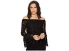 Romeo & Juliet Couture Bell Sleeve Off-the-shoulder Lace Top (black) Women's Clothing