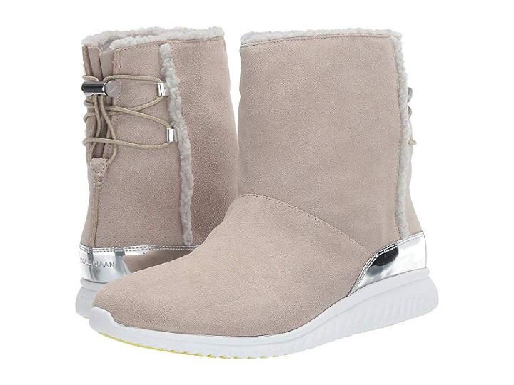 Cole Haan Studiogrand Slip-on Boot Waterproof (dove Suede Waterproof/aux Vapor Grey Shearling/optic White) Women's Shoes