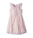 Us Angels Ruffle Front Chiffon Dress W/ Brooch (big Kids) (blush) Girl's Dress