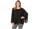 B Collection By Bobeau Plus Size Ivanna Pleated Tie Neck Top (black) Women's Long Sleeve Pullover