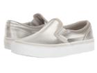 Vans Kids Classic Slip-on (little Kid/big Kid) ((metallic) Silver/true White 1) Girls Shoes