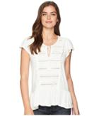 Miss Me Ruffle Trim Keyhole Short Sleeve Top (white) Women's Clothing