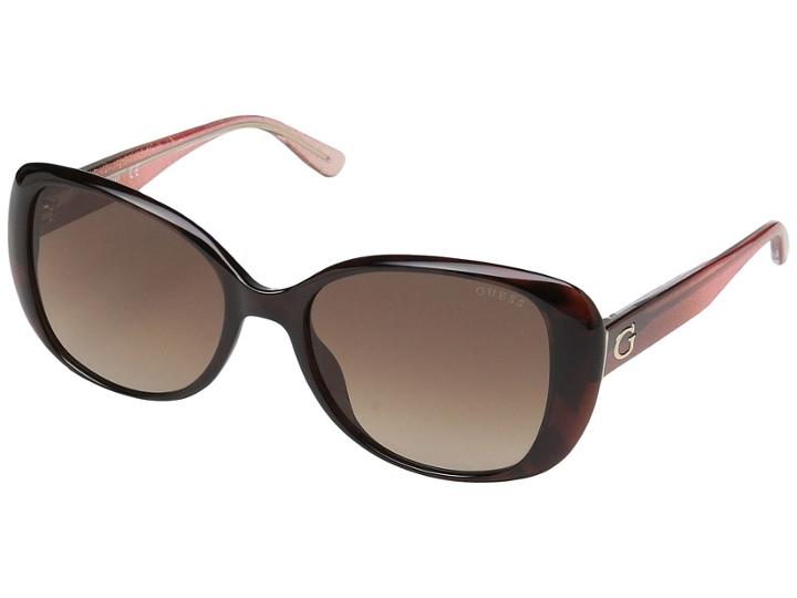 Guess Gu7554 (dark Havana/gradient Brown) Fashion Sunglasses