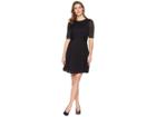 London Times Waist Wrape Fit Flare Dress (black) Women's Dress